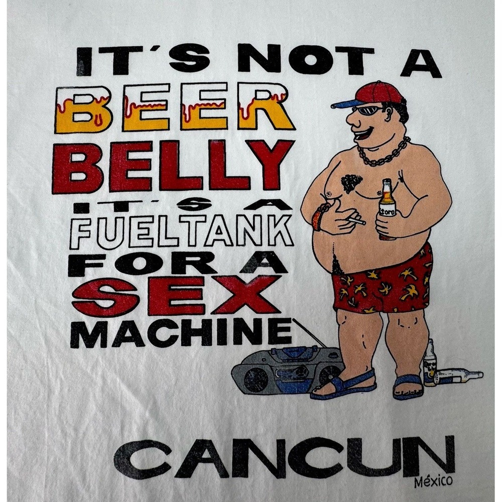 VTG 90s Not A Beer Belly A Sex Fueltank Adult Humor Vulgar Vintage Shirt Mens XL